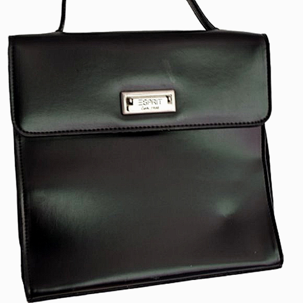Esprit Y2K Black Minaudiere Bag w/Handle & Logo Plate